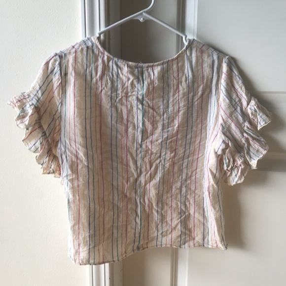 Striped Flutter Sleeve Top - Picture 2 of 2